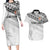 Fiji Rugby Custom Kaiviti Masi Couples Matching Long Sleeve Bodycon Dress and Hawaiian Shirt Black - Polynesian Pride