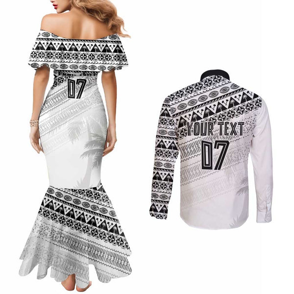 Fiji Rugby Couples Matching Long Sleeve Bodycon Dress and Long Sleeve Button Shirts Go Fijian Tapa Arty with World Cup Vibe LT9 main image 0