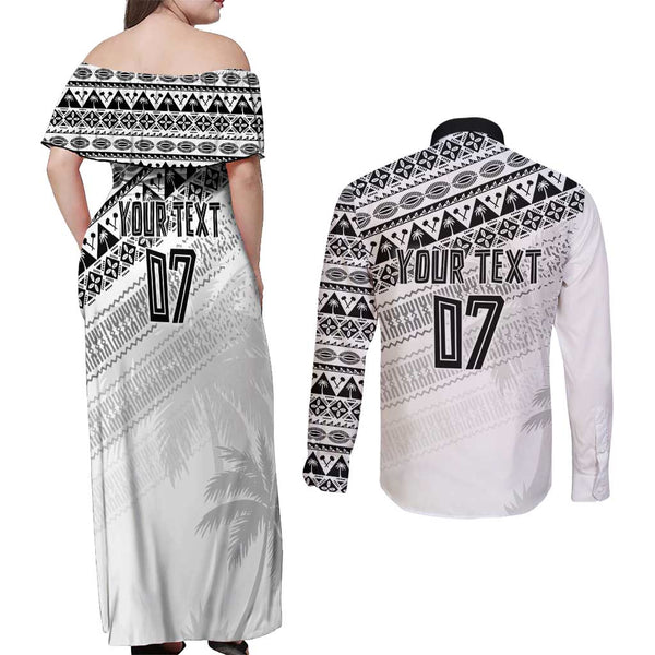 Papua New Guinea Rugby Couples Matching Off Shoulder Maxi Dress and Long Sleeve Button Shirts Port Moresby Vipers PNG Polynesian Pattern LT14 main image 1