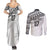 Fiji Rugby Custom Kaiviti Masi Couples Matching Summer Maxi Dress and Long Sleeve Button Shirt Black - Polynesian Pride