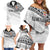 Fiji Rugby Custom Kaiviti Masi Family Matching Off Shoulder Short Dress and Hawaiian Shirt Black - Polynesian Pride