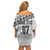 Fiji Rugby Custom Kaiviti Masi Family Matching Off Shoulder Short Dress and Hawaiian Shirt Black - Polynesian Pride
