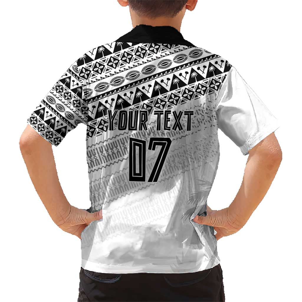 Fiji Rugby Custom Kaiviti Masi Family Matching Short Sleeve Bodycon Dress and Hawaiian Shirt Black - Polynesian Pride