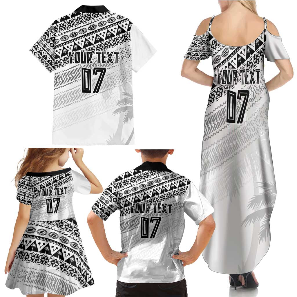 Fiji Rugby Custom Kaiviti Masi Family Matching Summer Maxi Dress and Hawaiian Shirt Black - Polynesian Pride