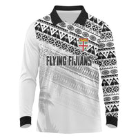 Fiji Rugby Custom Kaiviti Masi Long Sleeve Polo Shirt Black LT7 Black - Polynesian Pride