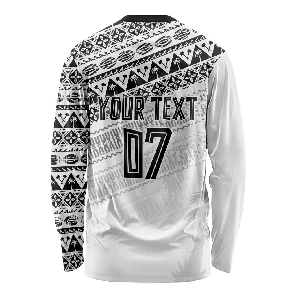 Fiji Rugby Custom Kaiviti Masi Long Sleeve Shirt Black - Polynesian Pride