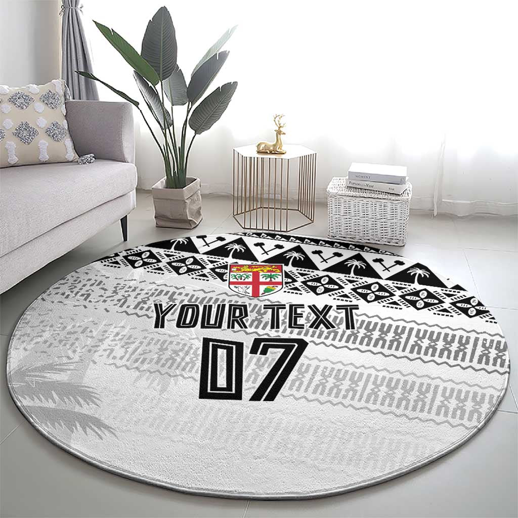 Fiji Rugby Custom Kaiviti Masi Round Carpet Black - Polynesian Pride