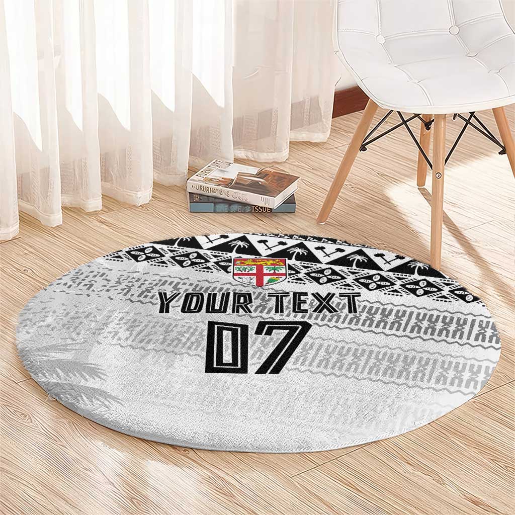 Fiji Rugby Custom Kaiviti Masi Round Carpet Black - Polynesian Pride