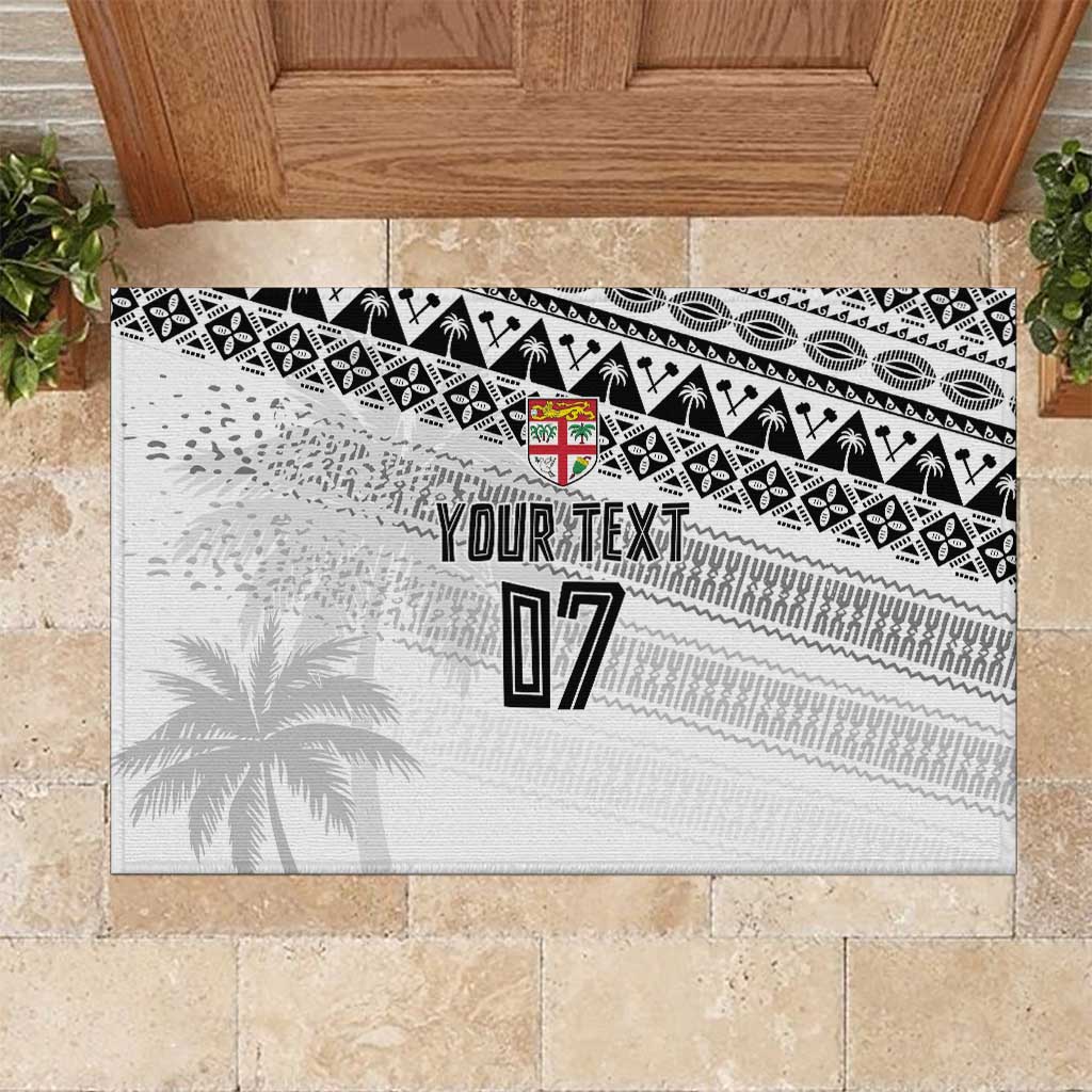 Fiji Rugby Custom Kaiviti Masi Rubber Doormat Black - Polynesian Pride