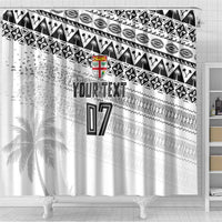 Fiji Rugby Custom Kaiviti Masi Shower Curtain Black - Polynesian Pride