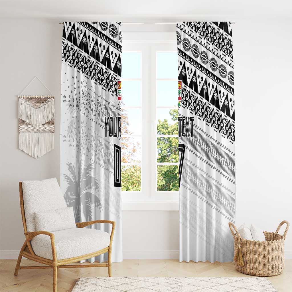Fiji Rugby Custom Kaiviti Masi Window Curtain Black - Polynesian Pride