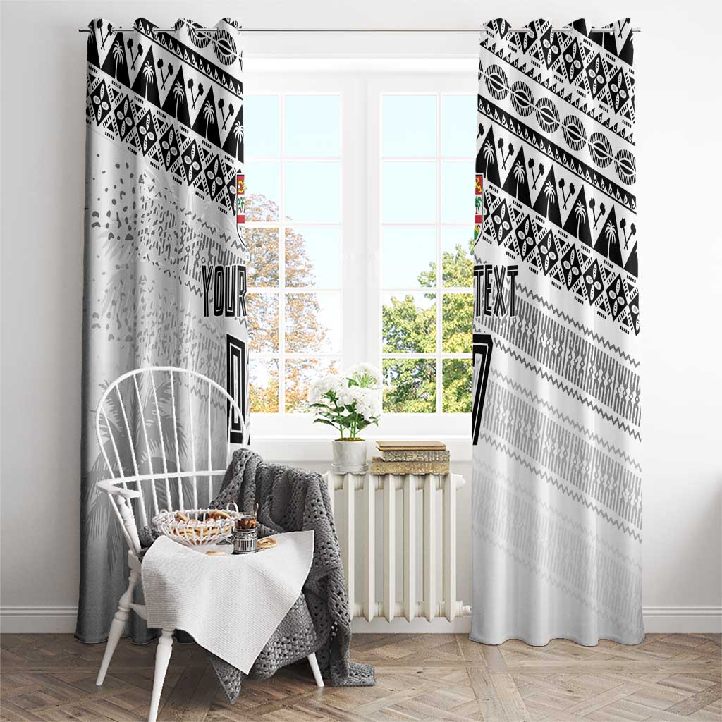 Fiji Rugby Custom Kaiviti Masi Window Curtain Black - Polynesian Pride