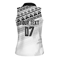 Fiji Rugby Custom Kaiviti Masi Women Sleeveless Polo Shirt Black LT7 - Polynesian Pride