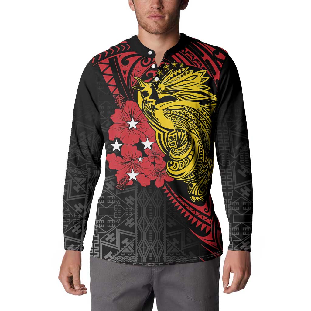 Papua New Guinea 49th Independence Day Button Sweatshirt Motuan Revareva Bird-of-Paradise