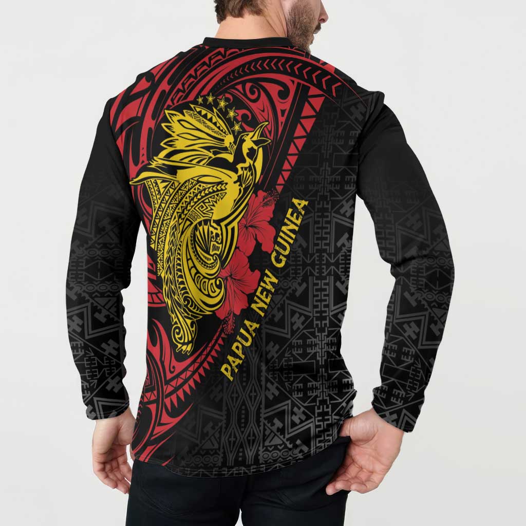 Papua New Guinea 49th Independence Day Button Sweatshirt Motuan Revareva Bird-of-Paradise