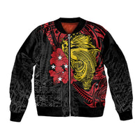 Papua New Guinea 49th Independence Day Sleeve Zip Bomber Jacket Motuan Revareva Bird-of-Paradise