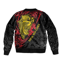 Papua New Guinea 49th Independence Day Sleeve Zip Bomber Jacket Motuan Revareva Bird-of-Paradise