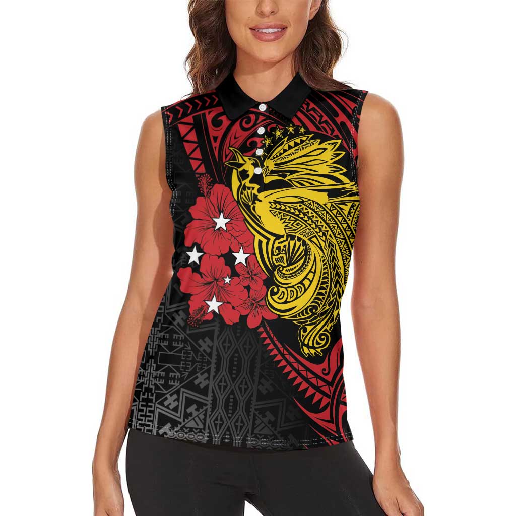 Papua New Guinea 49th Independence Day Women Sleeveless Polo Shirt Motuan Revareva Bird-of-Paradise