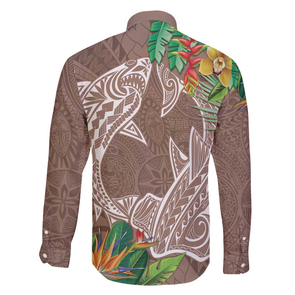 Polynesia Family Matching Mermaid Dress and Hawaiian Shirt Sharks Duo Tropical Brown LT7 - Polynesian Pride