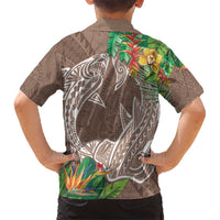 Polynesia Kid Hawaiian Shirt Sharks Duo Tropical Brown