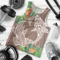 Polynesia Men Tank Top Sharks Duo Tropical Brown