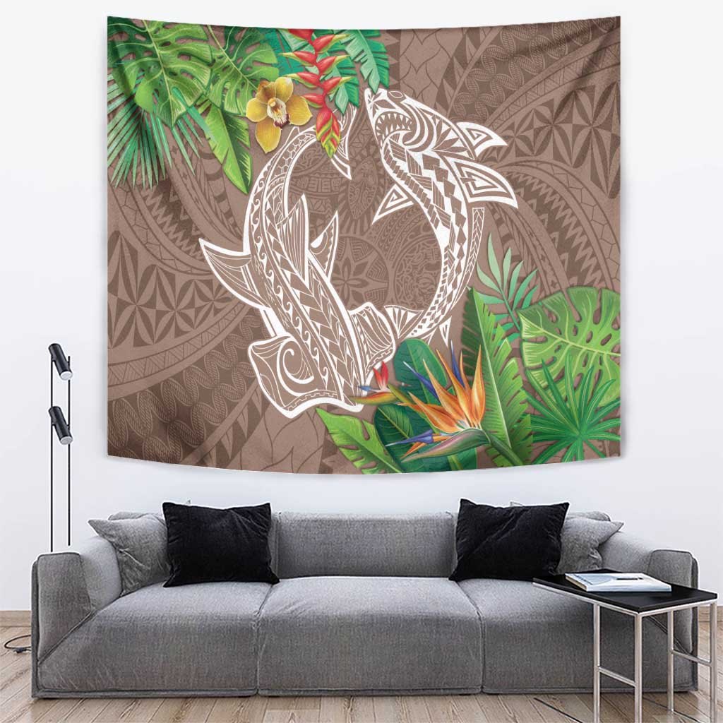 Polynesia Tapestry Sharks Duo Tropical Brown LT7 Brown - Polynesian Pride