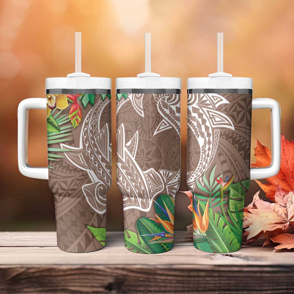 Polynesia Tumbler With Handle Sharks Duo Tropical Brown