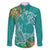 Polynesia Family Matching Off Shoulder Short Dress and Hawaiian Shirt Sharks Duo Tropical Teal