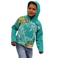 Polynesia Kid Hoodie Sharks Duo Tropical Teal