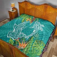 Polynesia Quilt Sharks Duo Tropical Teal