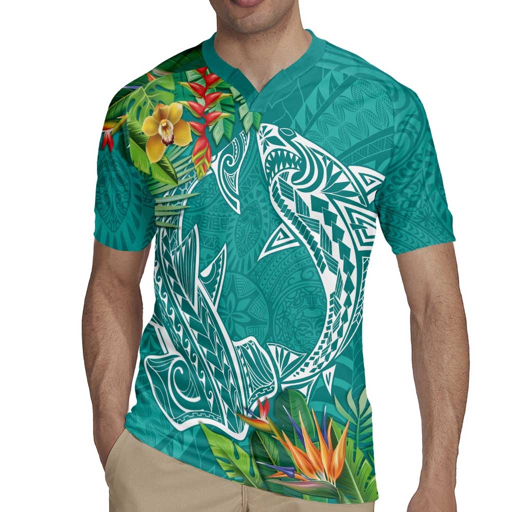Polynesia Rugby Jersey Sharks Duo Tropical Teal