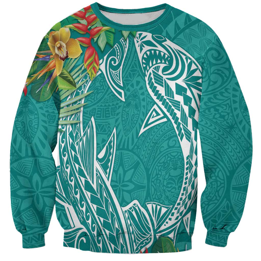 Polynesia Sweatshirt Sharks Duo Tropical Teal