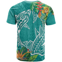 Polynesia T Shirt Sharks Duo Tropical Teal