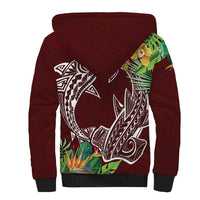 Polynesia Sherpa Hoodie Sharks Duo Tropical Oxblood