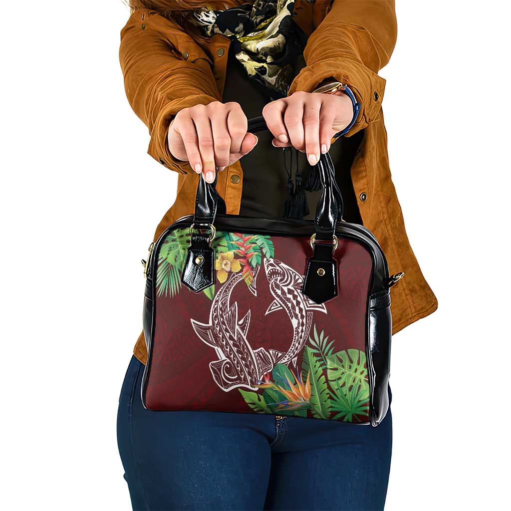 Polynesia Shoulder Handbag Sharks Duo Tropical Oxblood LT7 One Size Oxblood - Polynesian Pride