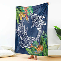 Polynesia Blanket Sharks Duo Tropical Navy