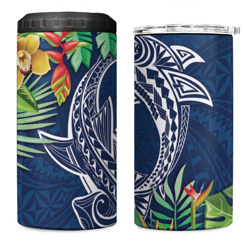 Polynesia 4 in 1 Can Cooler Tumbler Sharks Duo Tropical Navy