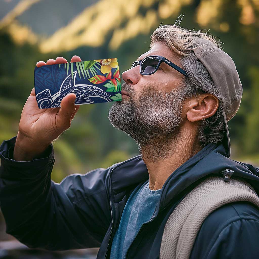 Polynesia 4 in 1 Can Cooler Tumbler Sharks Duo Tropical Navy