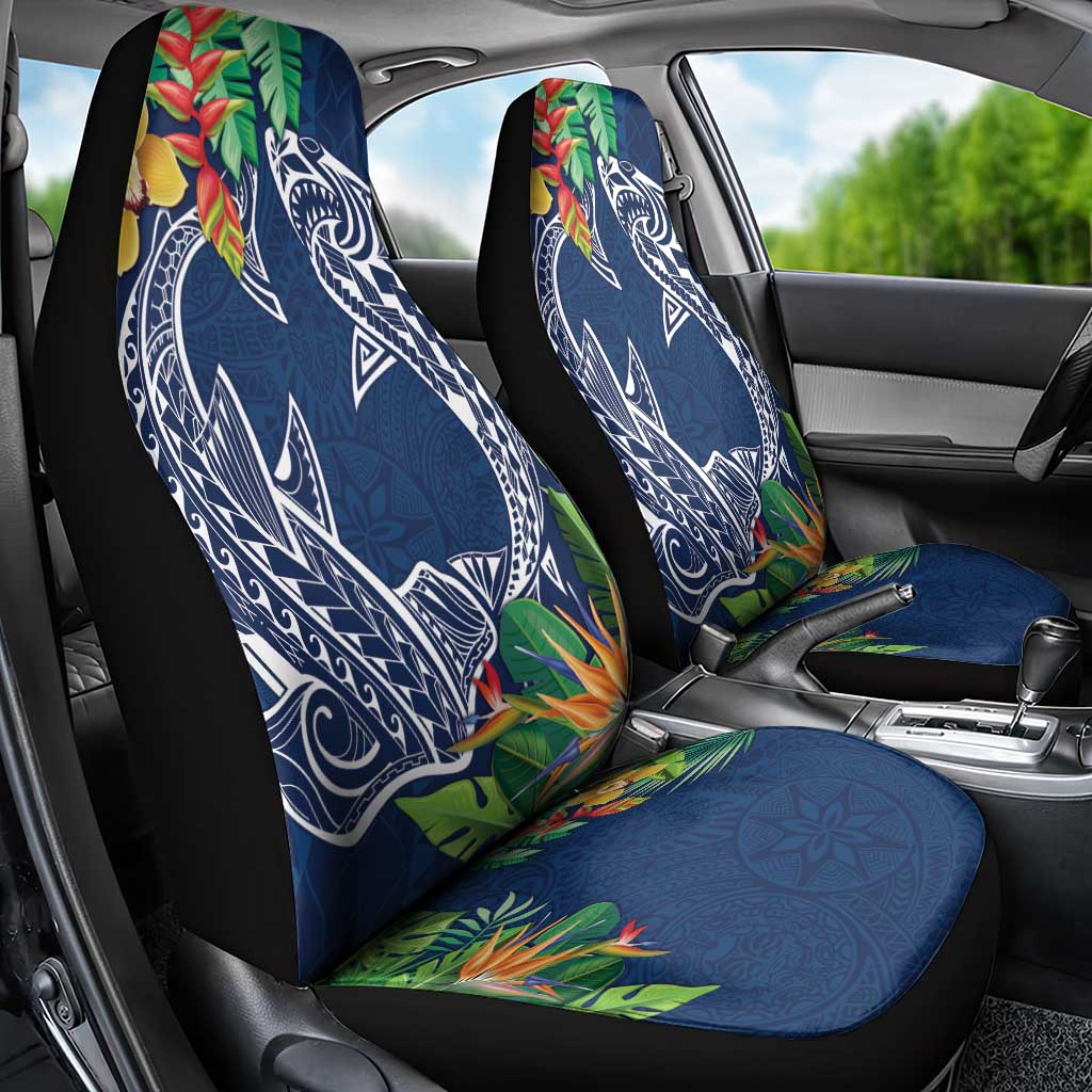Polynesia Car Seat Cover Sharks Duo Tropical Navy
