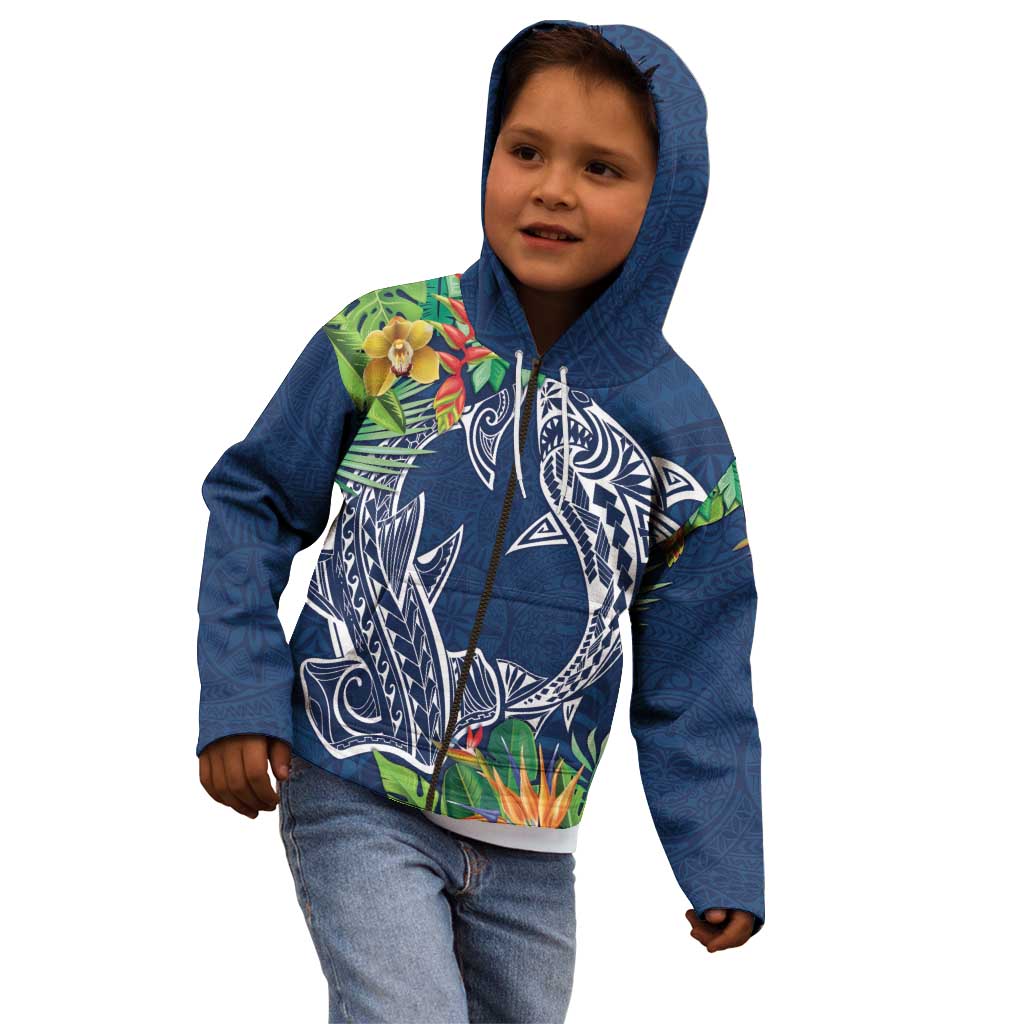 Polynesia Kid Hoodie Sharks Duo Tropical Navy