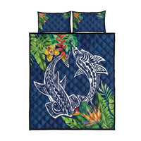 Polynesia Quilt Bed Set Sharks Duo Tropical Navy