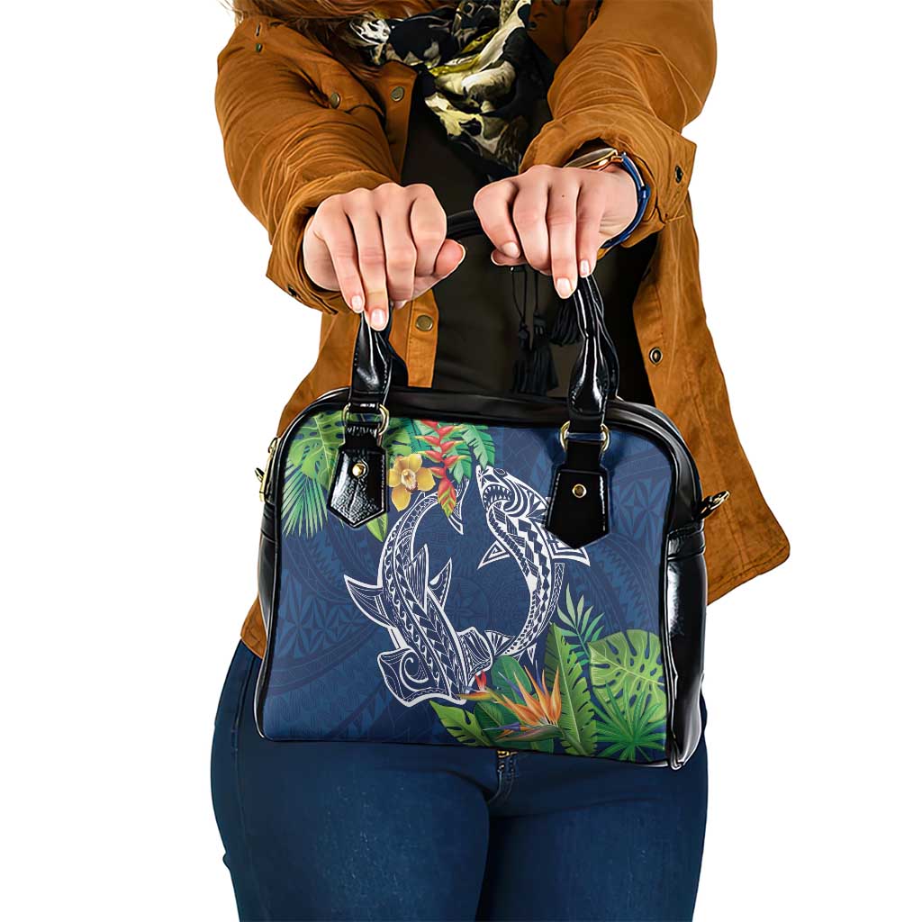 Polynesia Shoulder Handbag Sharks Duo Tropical Navy LT7 One Size Navy - Polynesian Pride