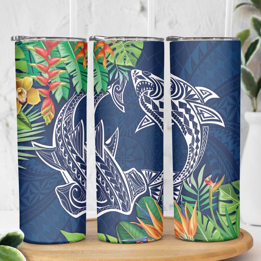 Polynesia Skinny Tumbler Sharks Duo Tropical Navy