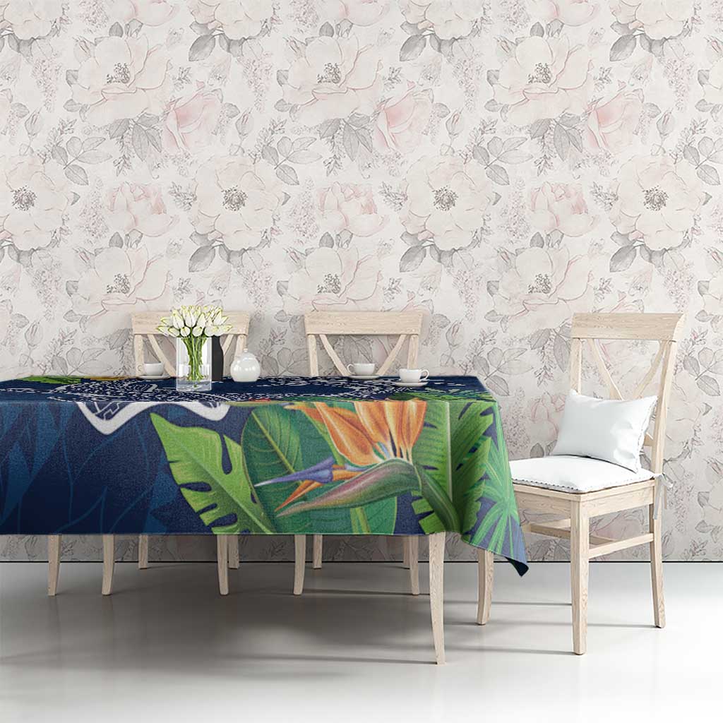 Polynesia Tablecloth Sharks Duo Tropical Navy