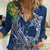 Polynesia Women Casual Shirt Sharks Duo Tropical Navy