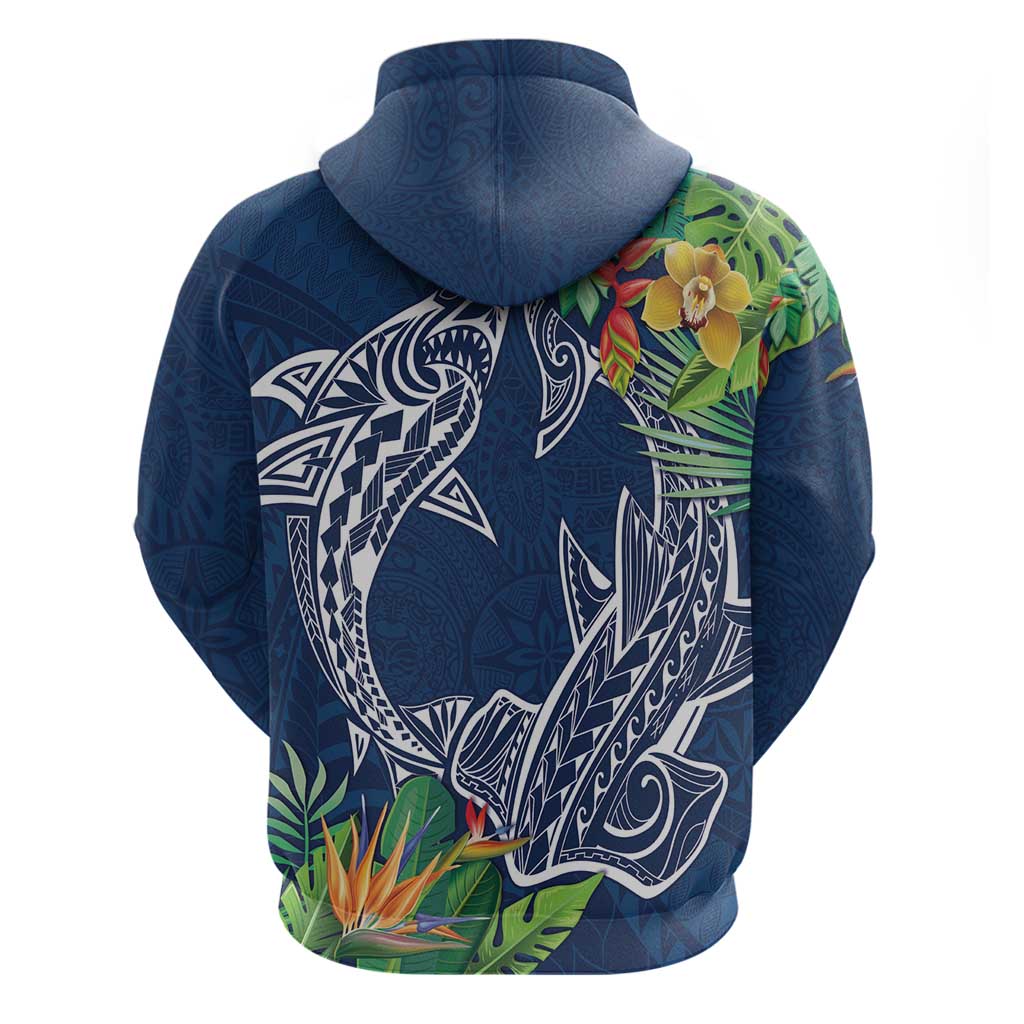 Polynesia Zip Hoodie Sharks Duo Tropical Navy