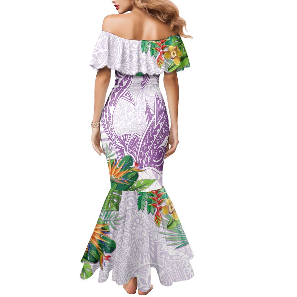 Polynesia Mermaid Dress Sharks Duo Tropical Lavender