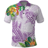 Polynesia Polo Shirt Sharks Duo Tropical Lavender