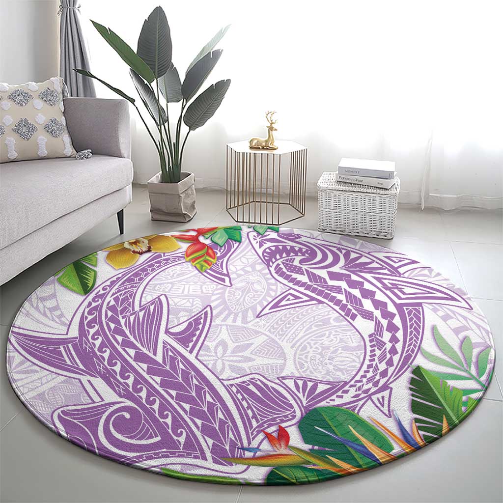 Polynesia Round Carpet Sharks Duo Tropical Lavender LT7 - Polynesian Pride