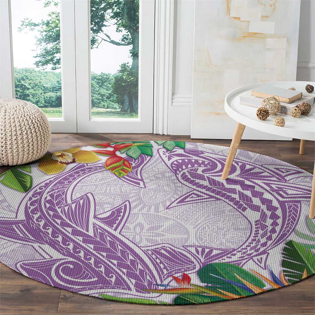 Polynesia Round Carpet Sharks Duo Tropical Lavender LT7 - Polynesian Pride